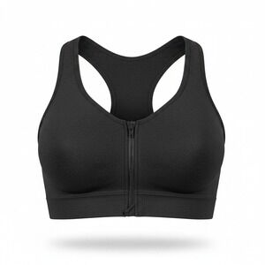 ZPAQI Women's Zipper Front Fastening Bra Post Surgery & Removable Pads Black XL